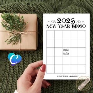 New Year Bingo 2025 Template - Printable Digital Download & Canva Editable Bingo Card for Parties, Fun Activities