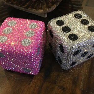 BEDAZZLED BLING JUMBO Dice!  Home Decor Paperweight Pink, Purple, Crystal, Rainbow