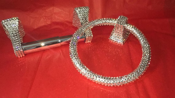 Toilet Paper Holder, Glam Towel Holder Bling Crystal Rhinestone, Sparkly  Bathroom Decor 