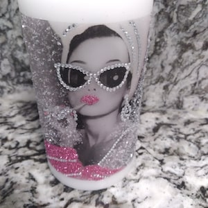 Bedazzled & Stunning Audrey Hepburn Diamond Dust Candle, Sparkle, Gift, Keepsake, Candle