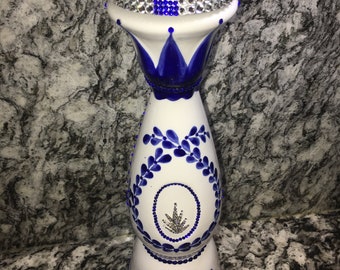 Bedazzled, Glass Crystal Rhinestones, Azul Tequila Bottle, Bling, Home Decor, Bar Decor, gift, Sparkly