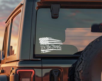 We The People American Flag Decal: Patriotic Vinyl Car Window Sticker