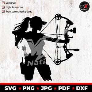 Mujer Arquera Svg, Png, Pdf, Dxf, Jpg Descarga Digital