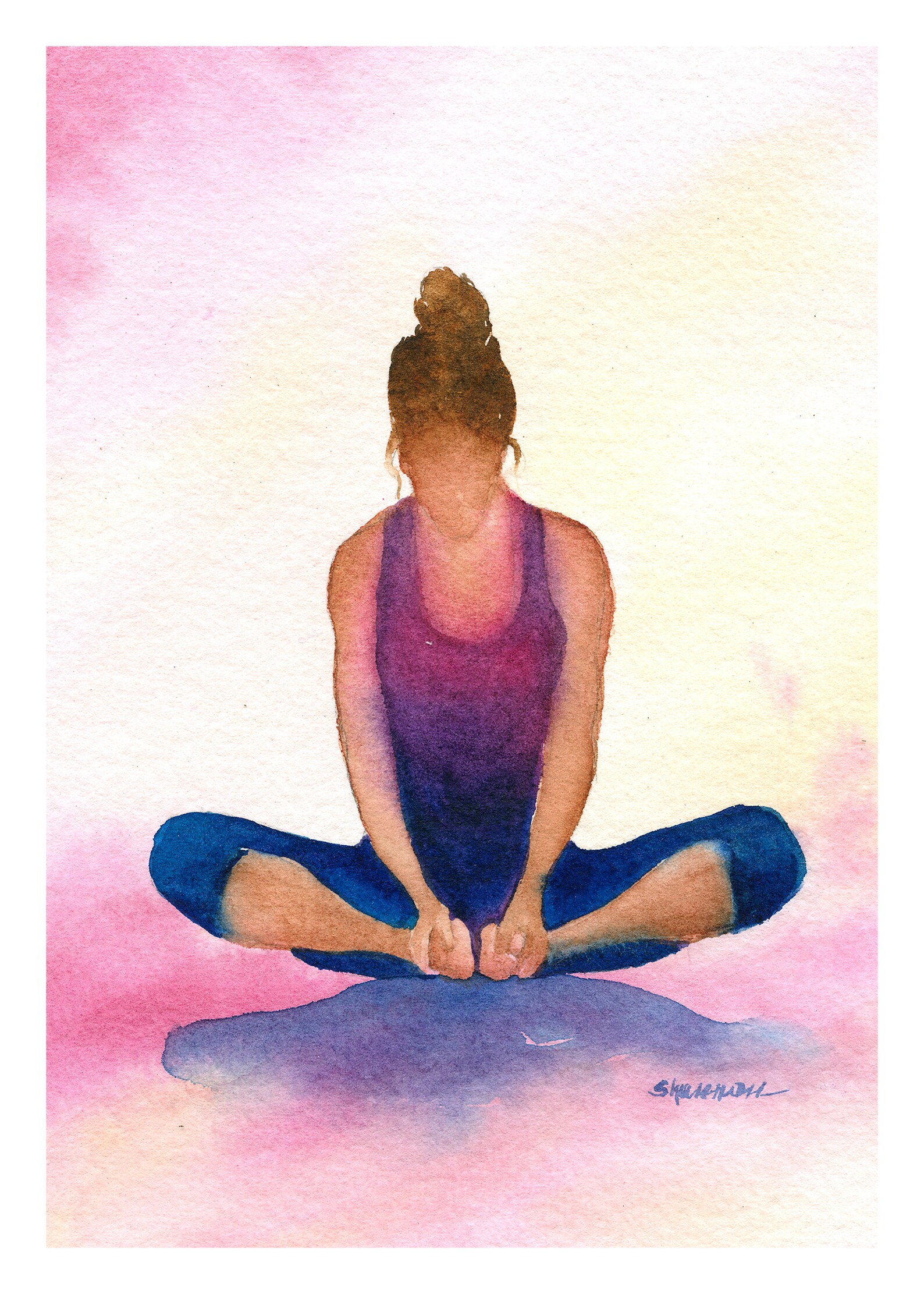Yoga Watercolor Art Butterfly Pose Yoga Print Meditation Etsy