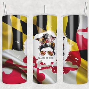 Maryland Life Tumbler Sublimation Designs PNG, Maryland Flag Tumbler Wrap PNG, Maryland PNG, 20 oz Skinny Tumbler Design