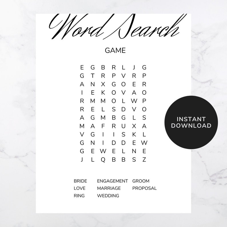 Word Search Bridal Shower Party Game, Bridal Shower Activities, Bridal ...