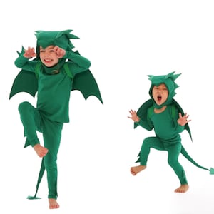 Fantasia infantil de dragão/dinossauro verde