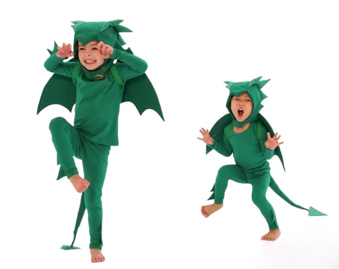 Costume da drago verde/dinosauro per bambino