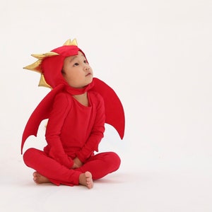 Red Dragon Costume with Gold Spikes, Toddler Dinosaur Costume
