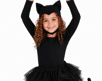 Kids Cat Tutu Costume | Cozy Cotton Pajamas, Tulle Skirt, Cat Ears Hat