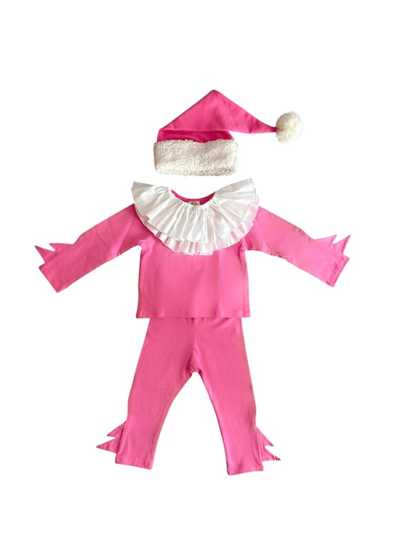 Pink Elf Costume: Baby, Toddler, Kid Christmas Photo Outfit