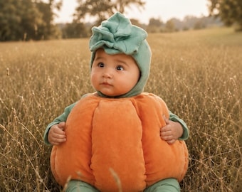 Eerste Halloween-pompoenkostuum voor baby