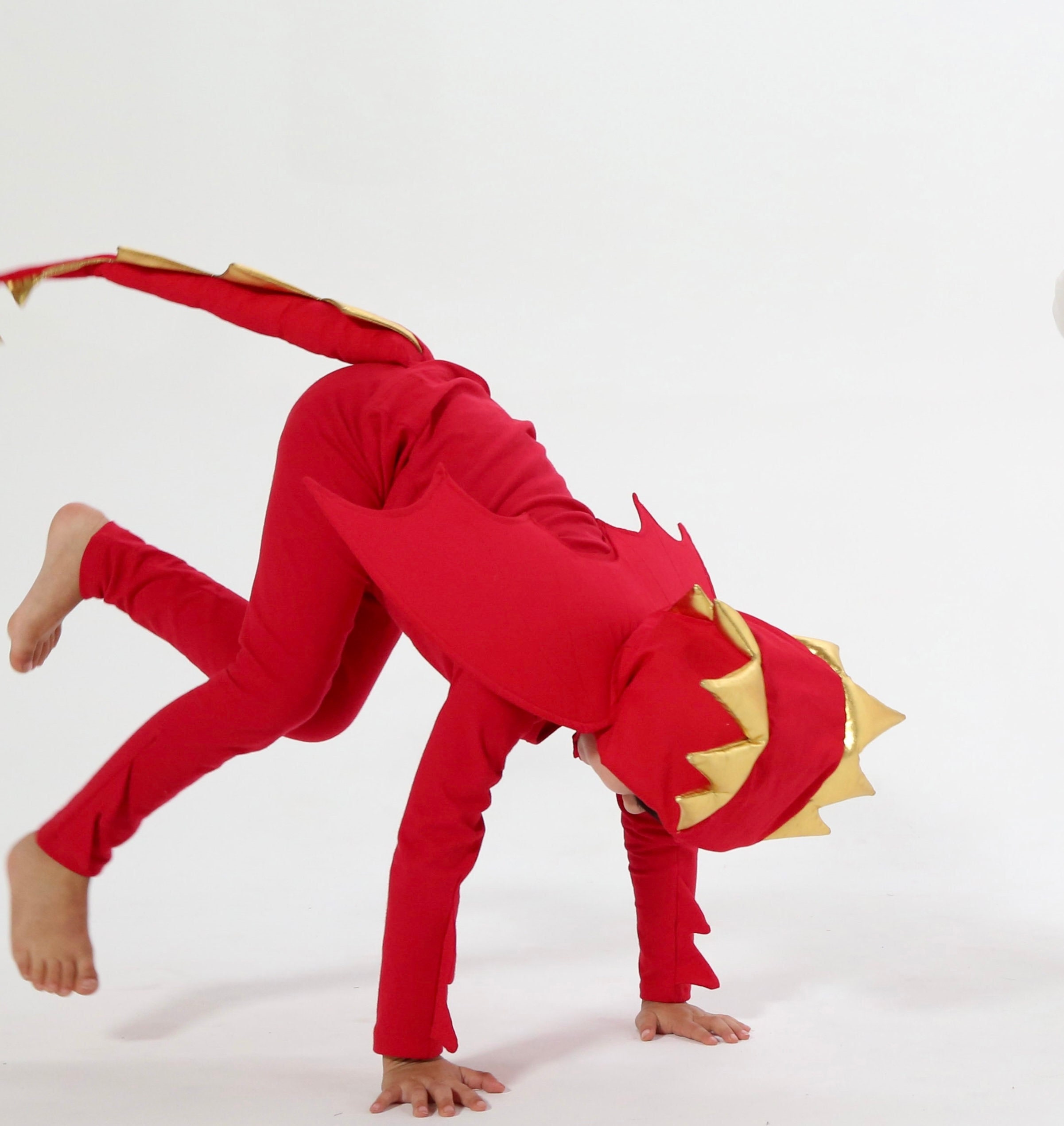 Red Dragon Costume with Gold Spikes, Toddler Dinosaur Costume
