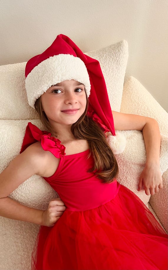 elf sparkle and the special red dress Red Elf Tutu Dress With Santa Hat: Holiday Costume