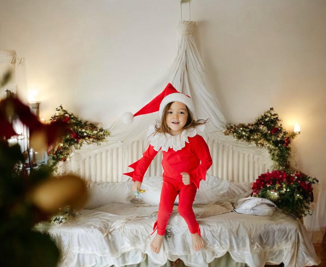 Elf Kids Fancy Dress Santas Little Helper Christmas Boys Girls Costume Outfit