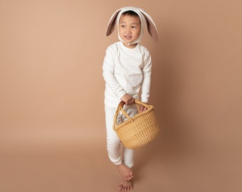 Organic Ivory Bunny Bonnet for Kids, Toddlers and Babies -- Costume Accessory Piece