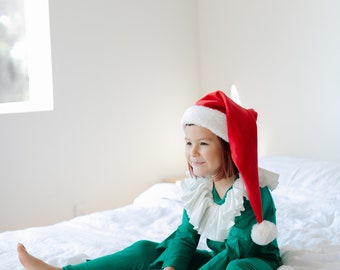 Green and Red Holiday Elf Pajama Costume