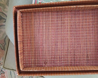 Pair - Vintage Bamboo/Wicker Trays