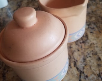 Vintage Treasure Craft Southwestern Motif Creamer/Sugar Bowl Set