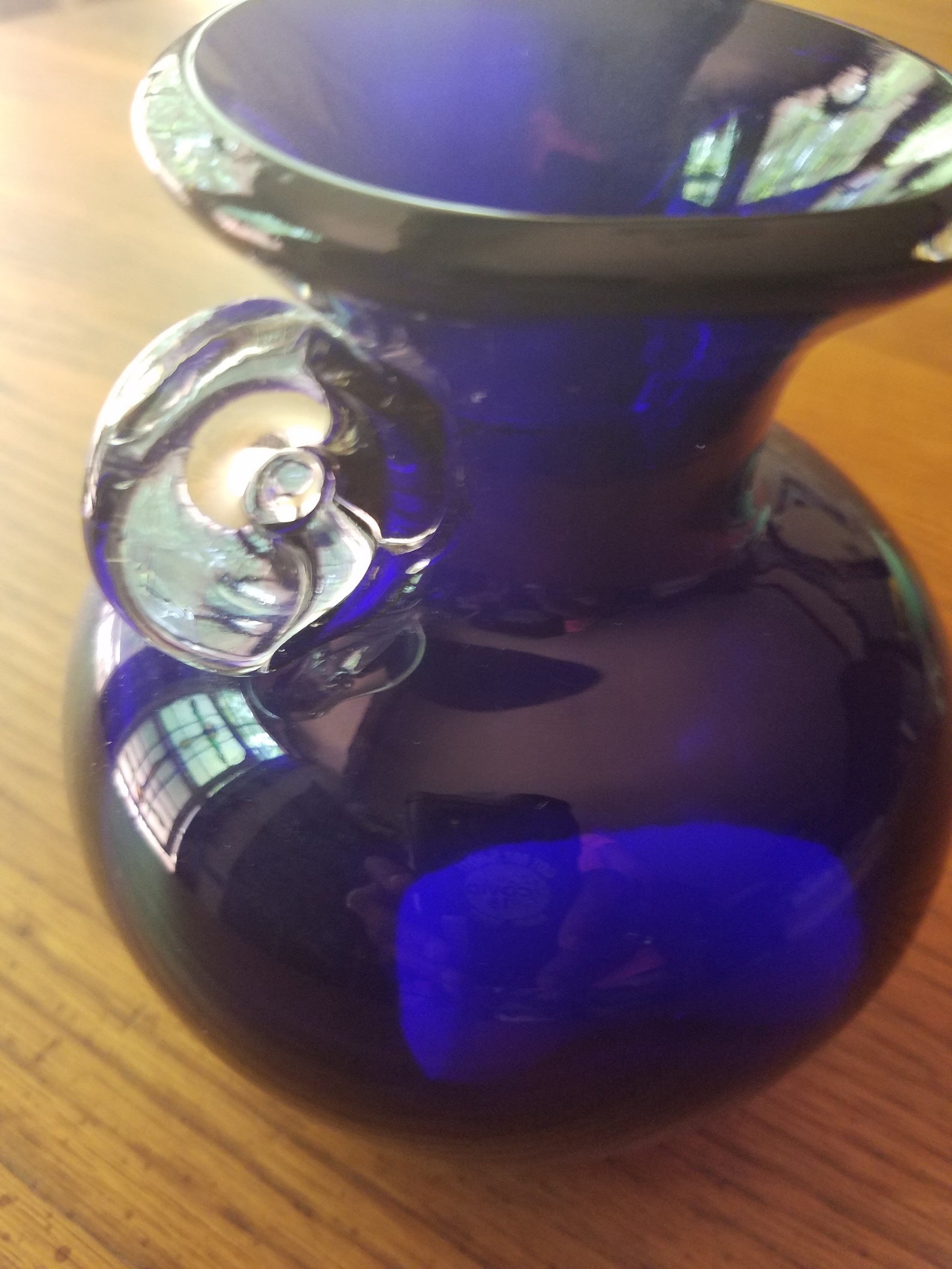 Tarnowiec Poland Cobalt Blue/clear Glass Vase Etsy