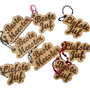 sleutelhangers juf of meester
