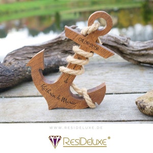 Anchor Wood Personalized Laser Engraving Engraving Gift Wedding Anniversary Anniversary Personalized Gifts Valentine's Day Wooden Anchor Dunkel ohne Sockel