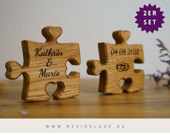 Set Puzzle Pieces Wooden Heart Anchor Gift Wedding Family Engraving Personalized Puzzle Pieces Wooden Puzzle Bridal Couple Wedding Anniversary