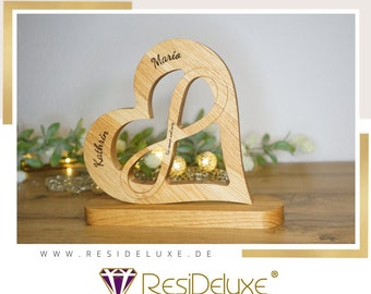 Holzherzen mit Lasergravur (Wunschgravur ) Hochzeitsgeschenk Verlobungsgeschenk Geschenk Jahrestag Herz Hochzeit Holzhochzeit Valentinstag