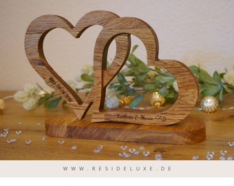 Wooden hearts with laser engraving (desired engraving possible) - wedding gift - engagement gift - gift anniversary heart wedding Valentine's Day