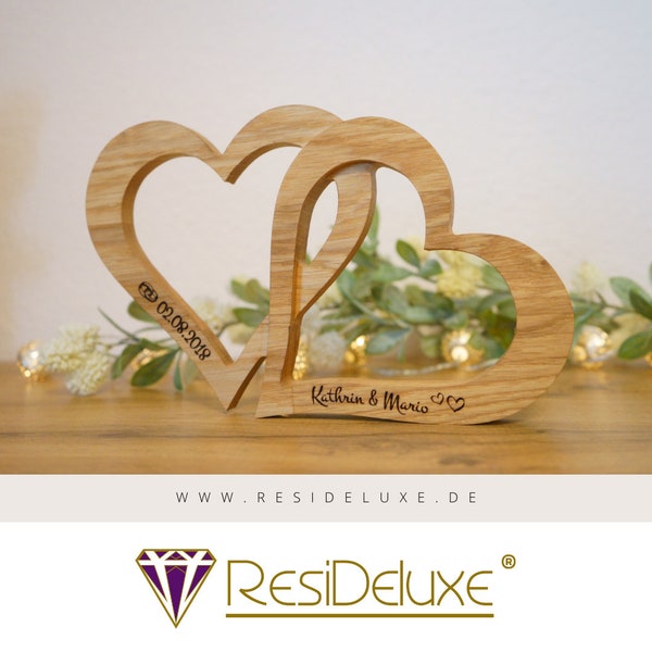 Holzherzen mit Lasergravur (Wunschgravur ) Hochzeitsgeschenk Verlobungsgeschenk Geschenk Jahrestag Herz Hochzeit Holzhochzeit Valentinstag