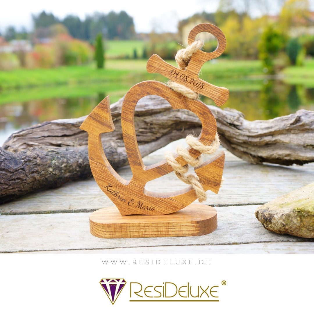 Anker Holz Hochzeit Personalisiert Gravur Geschenk Valentinstag Liebe