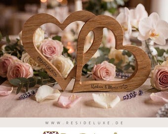 Houten harten met lasergravering (graveren op maat) Huwelijkscadeau Verlovingscadeau Jubileumcadeau Hart Bruiloft Houten bruiloft Valentijnsdag