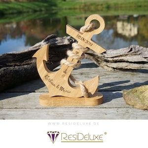 Anchor Wood Personalized Laser Engraving Engraving Gift Wedding Anniversary Anniversary Personalized Gifts Valentine's Day Wooden Anchor Eiche mit Sockel