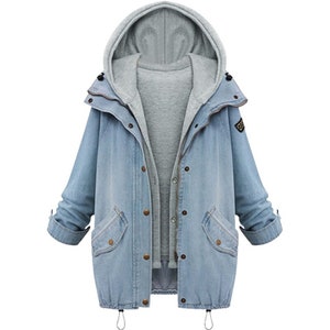 Denim Coat With Patches Rockabilly Winter Coat Denim Jacket With