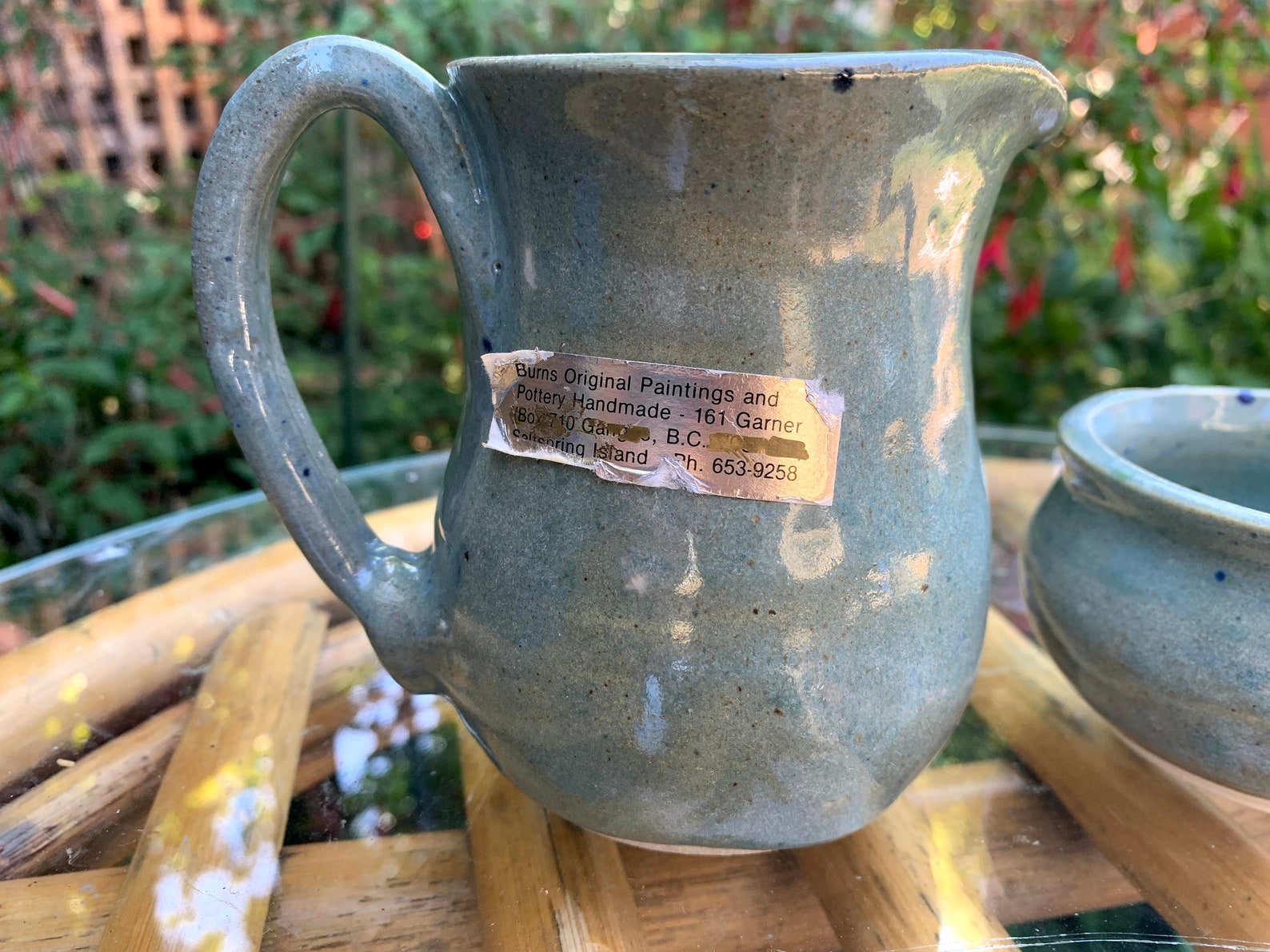 Signed Burns pottery blue cream and sugar set Salt Spring Etsy