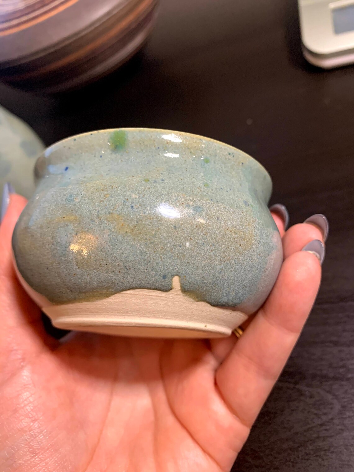 Signed Burns pottery blue cream and sugar set Salt Spring Etsy