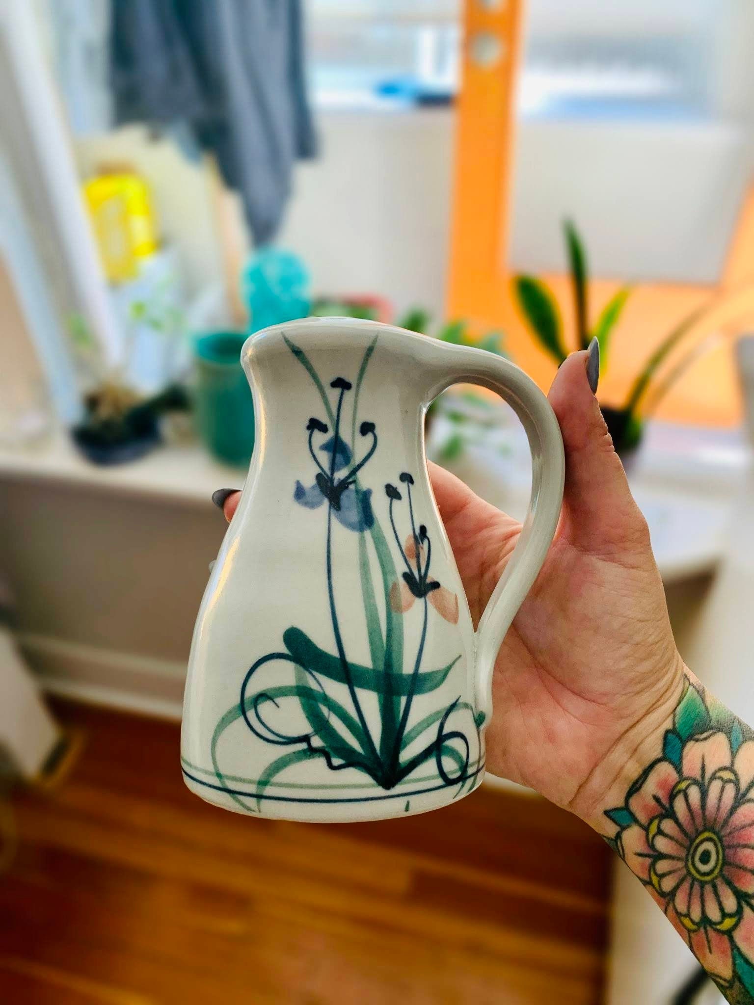 Signed Darrel Hancock floral sugar shaker BC pottery Etsy