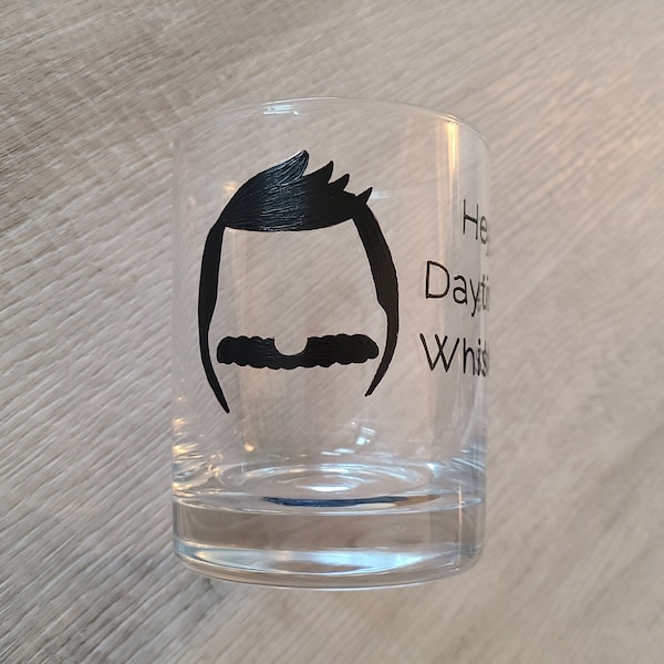 Hand Painted Bob's Burgers Bob Belcher Whiskey Glass "Hey, Daytime Whiskey" 11oz. Bourbon Glass!! FREE SURPRISE INCLUDED!