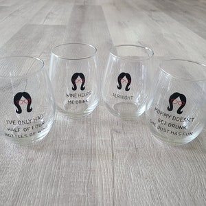 Hand Painted Custom Bob&#39;s Burgers Linda Belcher Wine Glasses FREE GIFT INCLUDED!! Perfect Gift for Mom & Friends