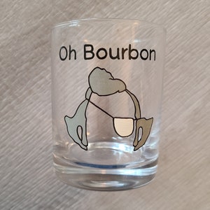 Hand Painted Bob&#39;s Burgers 11 oz Whiskey Glass. Mr. Fischoeder &quot;Oh Bourbon&quot; Rocks Glass FREE SURPRISE INCLUDED! Bourbon Glass / Lowball