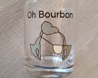 Hand Painted Bob's Burgers 11 oz Whiskey Glass. Mr. Fischoeder "Oh Bourbon" Rocks Glass / Bourbon Glass / Lowball