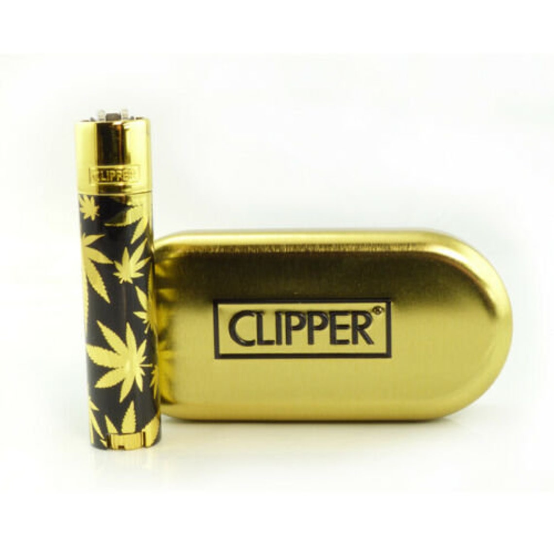 Full Size CLIPPER Flint Lighter Refillable Metal Bright Gold Etsy