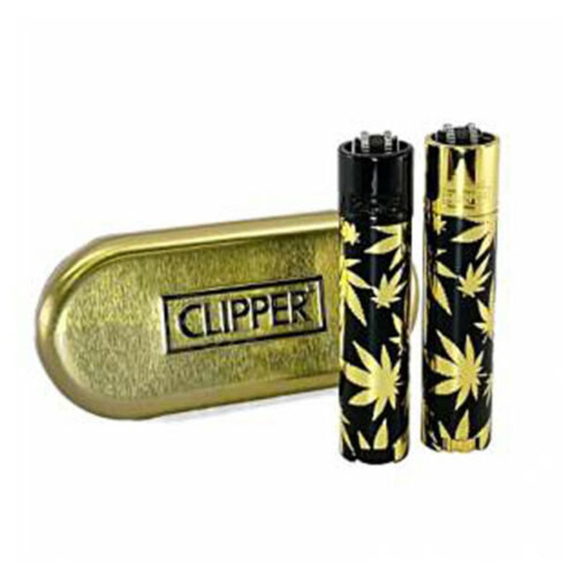 Full Size CLIPPER Flint Lighter Refillable Metal Bright Gold Etsy