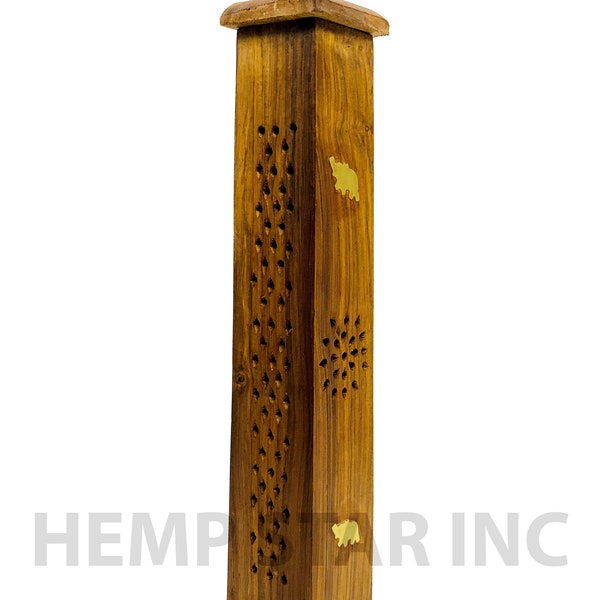 Wooden Tower Incense Stick Cones Burner Incense Sticks Holder Box & Ash Catcher