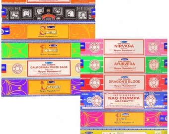 Satya Nag Champa Incense Sticks Assorted-Mixed 12 x 15 gram, (180 Grams Total)