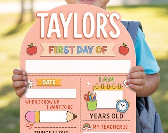 Personalized First And Last Day School Sign, Custom Back to School Sign, Kindergarten 1st Day of School Sign, First Day School Acrylic Sign