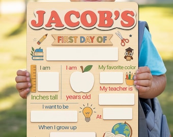 Personalized First Day of School Sign, First and Last Day of School Interchangeable Sign, Back To School Gift, Custom Wooden School Board