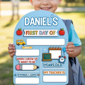 First Day Of School Sign, Personalized Back To School Sign, Kindergarden First Day Sign, Acrylic 1st Day School Sign, Kids School Board