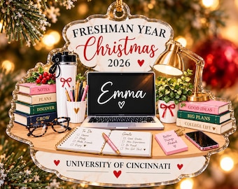 Personalized Freshman Year College Student Christmas Ornament, First Year At College Ornament 2026, New College Student Keepsake Gift