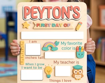 Personalized First Day Of School Sign, Back To School Sign, Preschool 1st Day of School Wooden Sign, First and Last Day of School Board